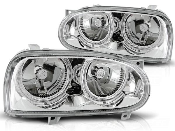 Design Angel Eyes Scheinwerfer für VW Golf 3 91-97 chrom